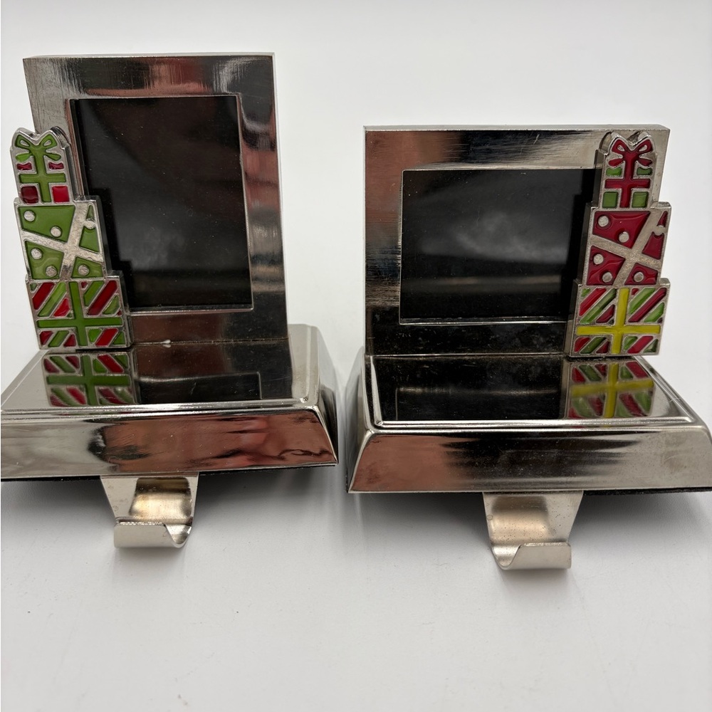 Silver Stocking Holders with Gift Design